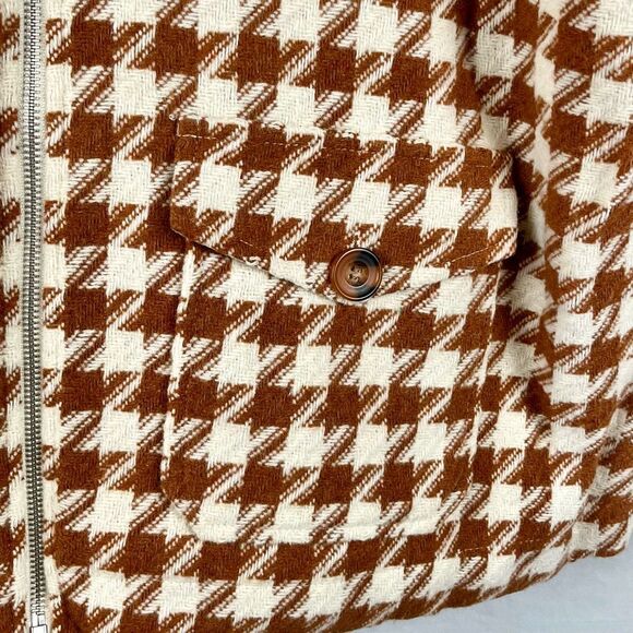 NWT Multiples Camel Houndstooth Zip Up Jacket 1X - Picture 3 of 14